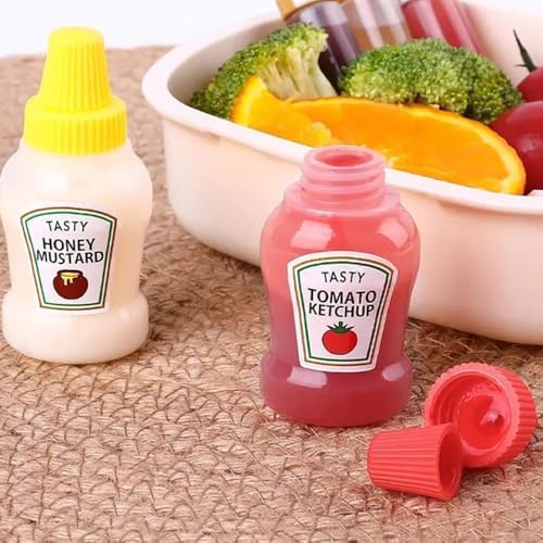 2Pcs Mini Ketchup Bottles, with Sturdy Screw Cap,25ml Condiment