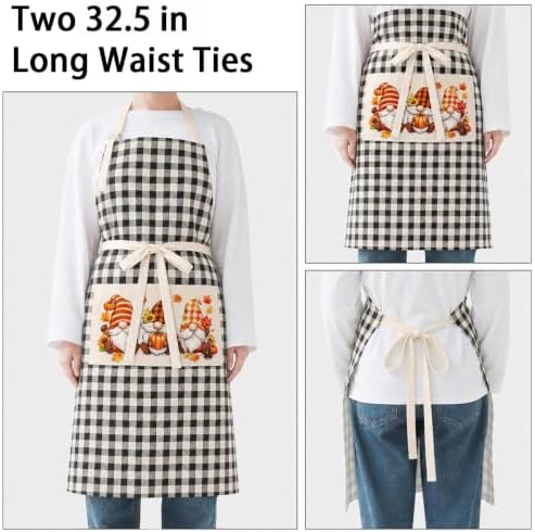 OccuPied Fall Aprons with Pockets for Women Pumpkins Leaves Kitchen