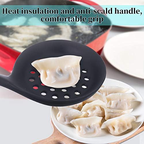 77L Silicone Slotted Spoon, Heatproof Skimmer Strainer Slotted Ladle