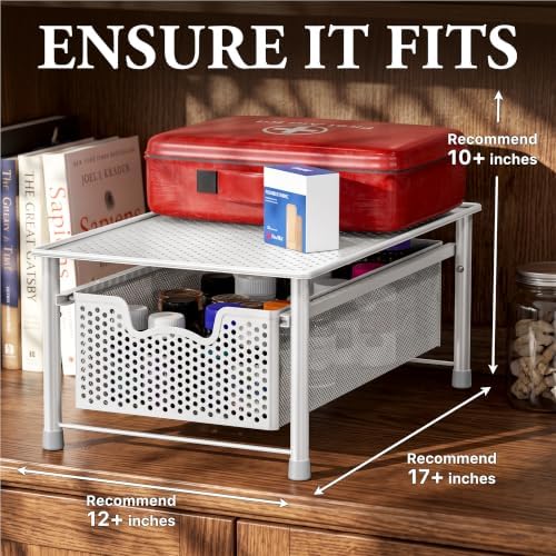Simple Houseware Stackable Cabinet Basket Drawer Organizer, White