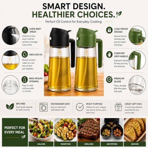 2 Pack 16oz Glass Olive Oil Sprayers