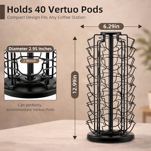Nespresso Vertuo Pod Carousel Holder, 40 Pod, Black