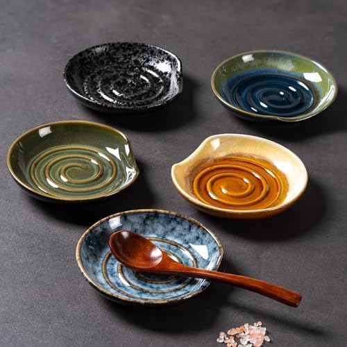 Ceramic Spoon Rest for Stove Top, 5 Inch Spoon Holder for Kitchen