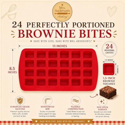 Mrs. Anderson's Baking Silicone Mini Brownie Pan, 24 Cup