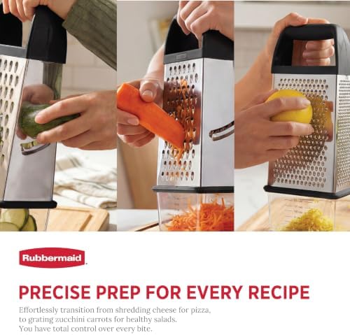 Rubbermaid EZ Grip Box Grater, Stainless Steel Cheese Grater &