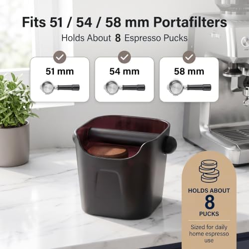 Li&Zhao Espresso Puck Knock Box - Plastic Coffee Grounds Bin with