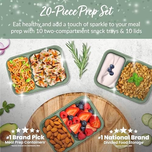 Bentgo Prep - 2-Compartment Snack Containers with Lids - Reusable