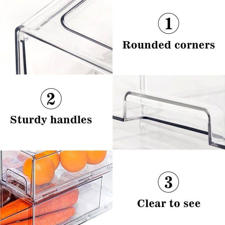 MANO 2Pack Clear Fridge Drawers, Large