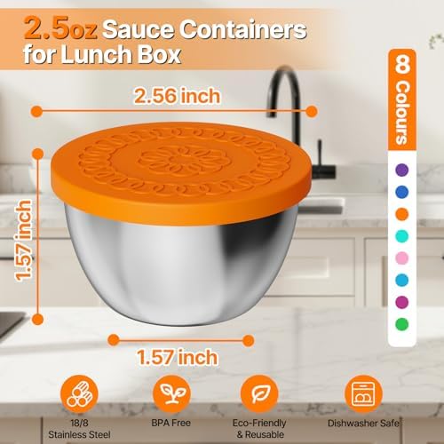 2.5 ozx 8 Pack Sauce Containers for Lunch Box,Salad Dressing