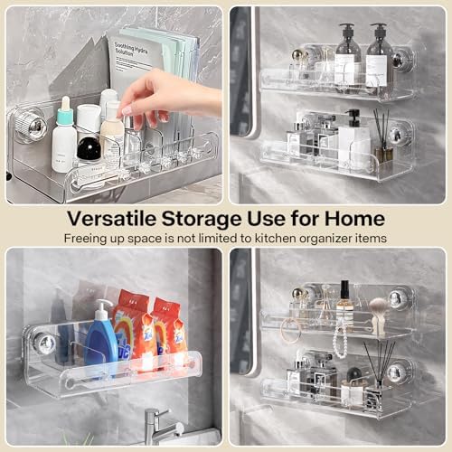 Spice Rack, Adhesive Cabinet Door Organizer with Strong Suction Cups