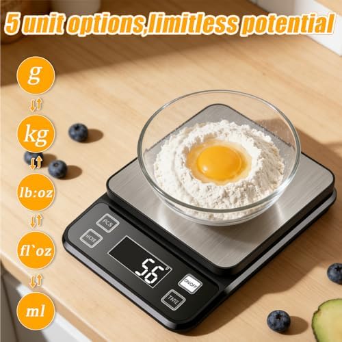 Waterproof Kitchen Scale, 10kg/22lb Food Scale Precisely Measures