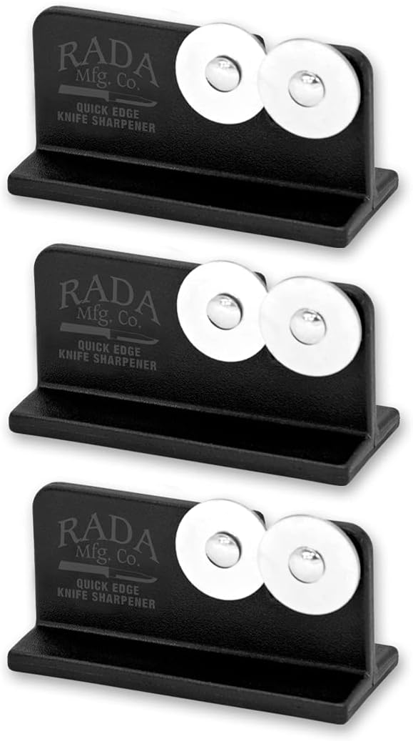 Rada Cutlery Quick Edge Knife Sharpener, 3.5" x 2", Stainless Steel Wheels by RadaCutlery