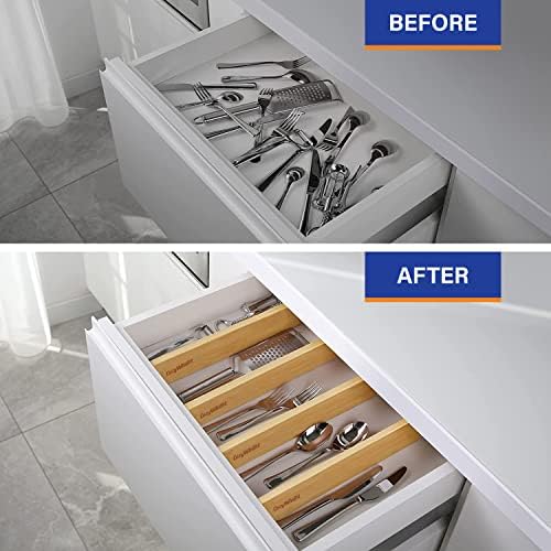 Adjustable Bamboo Drawer Dividers for Clothes, Kitchen Utensils