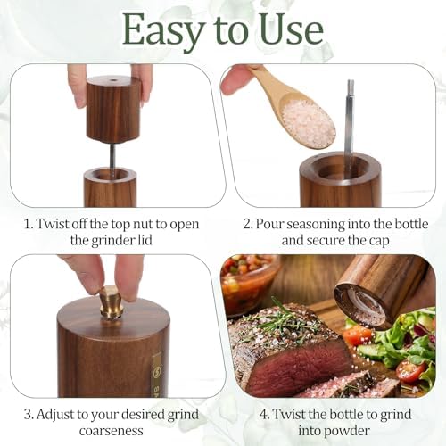 2 Pack Wooden Salt and Pepper Grinder Set, 8.46 Inch