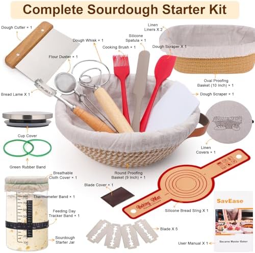 Sourdough Starter Kit with Round & Oval Banneton Baskets