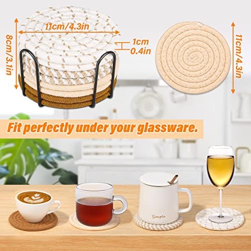 Mckanti Drink Coasters Set of 8, 4 Colors Absorbent Coasters for