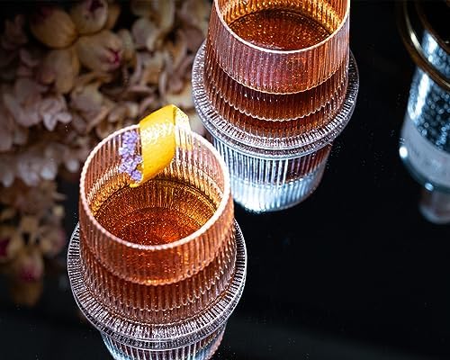 GLASSIQUE CADEAU Vintage Art Deco Speakeasy Lowball Glasses | Set of 4