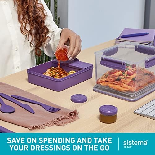Sistema 4-Piece Salad Dressing and Condiment Containers with Lids for