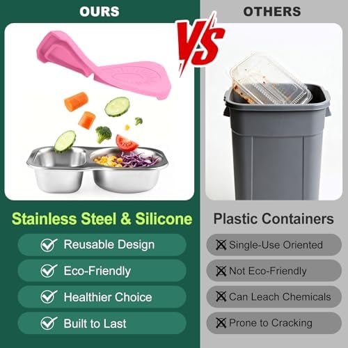 4-Pack Stainless Steel Snack Containers with Lid, Salad Dressing