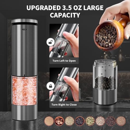 Haomacro Electric Salt & Pepper Grinder Set, Larger Capacity