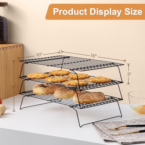 Briout Cooling Rack for Cooking Baking 3 Tiers, 16" x 10" Wire Rack