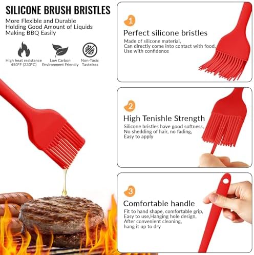 Silicone Basting Pastry Brush Set Heat Resistant Spread Oil Butter