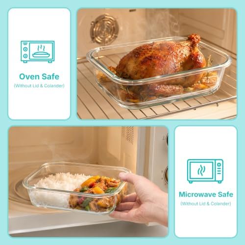 3 Pack Glass Fruit Storage Containers for Fridge with Lids