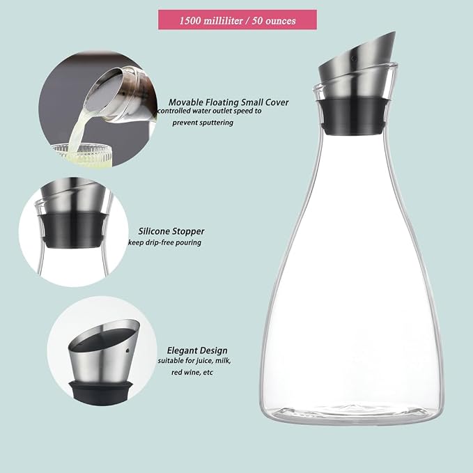 50 Ounces Borosilicate Glass Carafe - Image 4