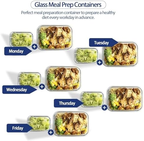 coccot 10-Pack Glass Food Storage Containers with Lids
