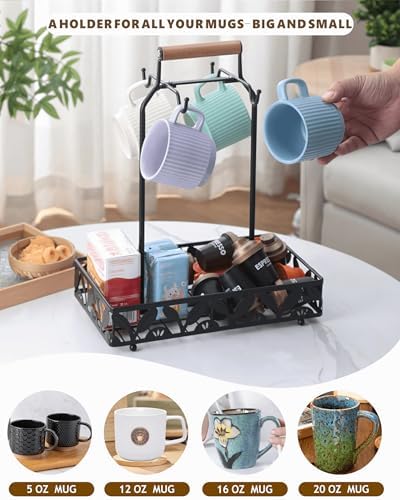Coffee Mug Holder for Countertop, Mug Tree & Mug Rack with Storage
