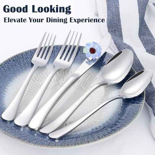 E-far Heavy Duty Silverware Set for 8, 40 Pcs Stainless Steel Flatware Set