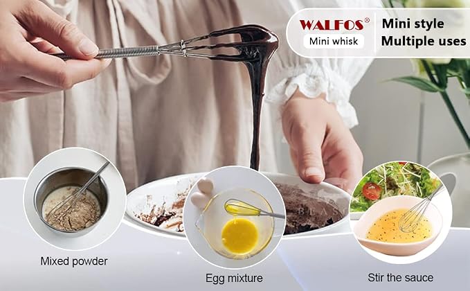 Walfos Mini Whisks Stainless Steel, Small Whisk 2 Pieces, 5in and 7in Tiny Whisk - Image 7
