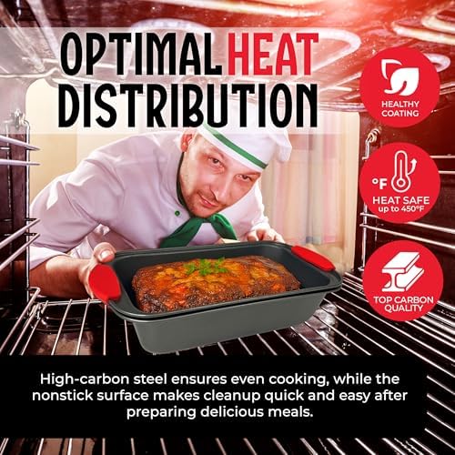 PERLLI Nonstick Meatloaf Pan with Drip Tray Insert – High-Carbon Steel
