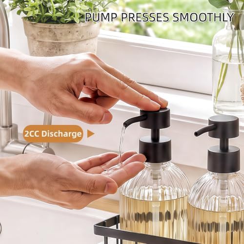 Kitchen Soap Dispenser Set with Sponge Holder, Clear Glass