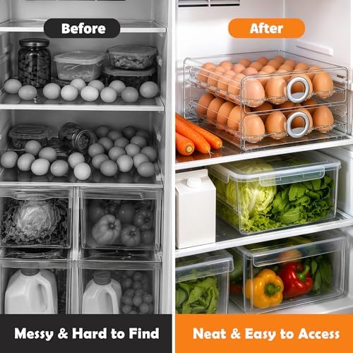 40-Count Egg Holder for Refrigerator, 2-Tier
