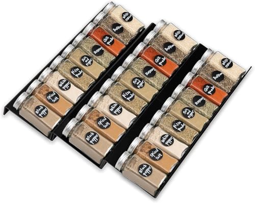 6PCS Expandable Spice Drawer Organizer Insert, Adjustable Tiered