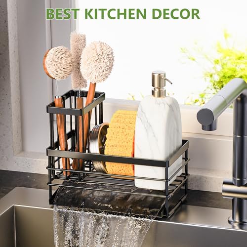 Cisily Stainless Steel Sink Caddy with Brush Holder