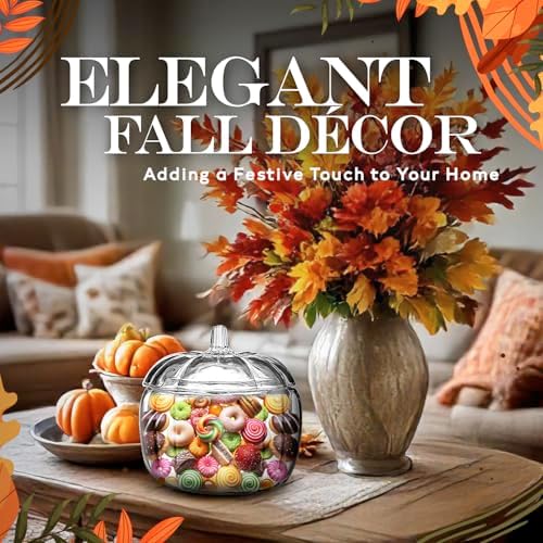 HOMESPHERE 70 oz Glass Pumpkin Candy Jar with Lid