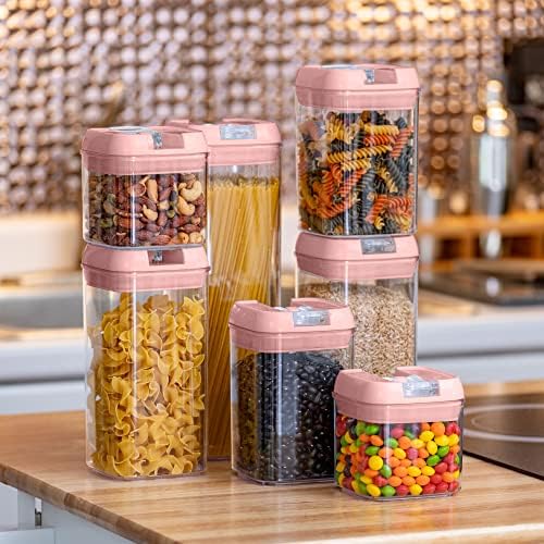 Set of 7 Airtight Food Storage Containers - Pantry Organizer Bins, BPA