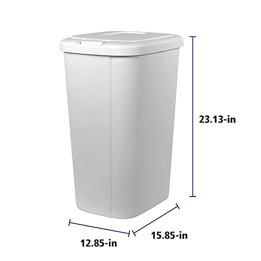 Solid Color 13.3 Gal Touch Top Plastic Trash Can, Spring Loaded Lid Garbage Bin - Image 2