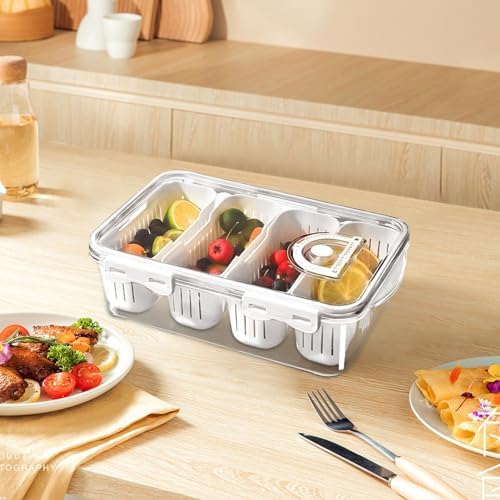 Food Organizer for Pantry Transparent Divided Organization Container