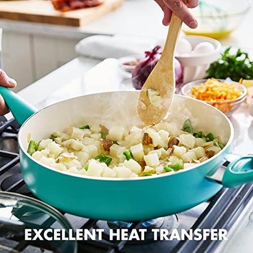 GreenPan Rio 5QT Saute Pan and Lid, PFAS-Free Ceramic Nonstick