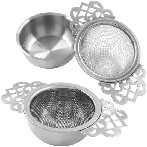 2 Pack Fine Mesh Tea Strainers, Silver Loose Leaf Tea Filter