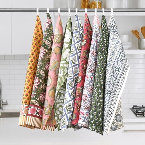 Ridhi Mix Hand Block Print Cotton Kitchen Towel Set of 6-16 x28 Ultra