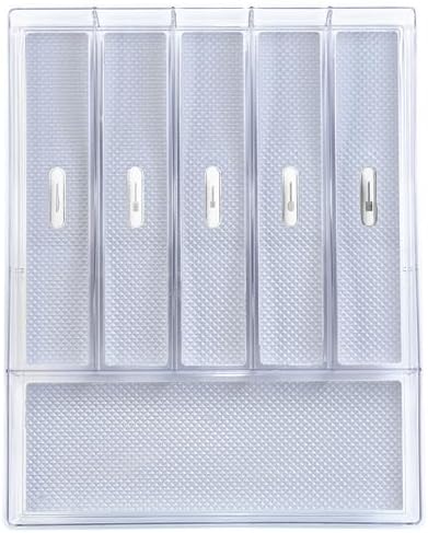 Glad Clear Plastic Silverware Drawer Organizer, 6 Compartments