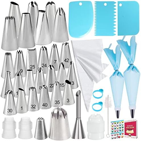 Makmeng Piping Bags and Tips Set - 50Pcs Cake Decorating Supplies Kit