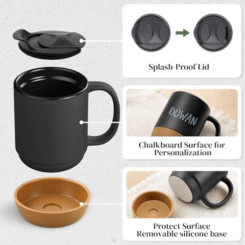DOWAN Coffee Mugs, 15 oz Upgraded Coffee Mug with Silicone Bottom