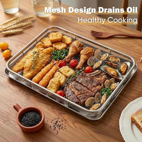E-far Air Fryer Basket and Tray Set for Oven, Stainless Steel Air