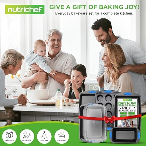 NutriChef Nonstick Bakeware Set of 6, Baking Pan with Cookie Sheets