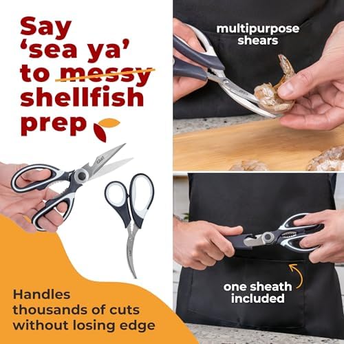 Gidli Kitchen Shears & Seafood Scissors Set - Lifetime Replace.